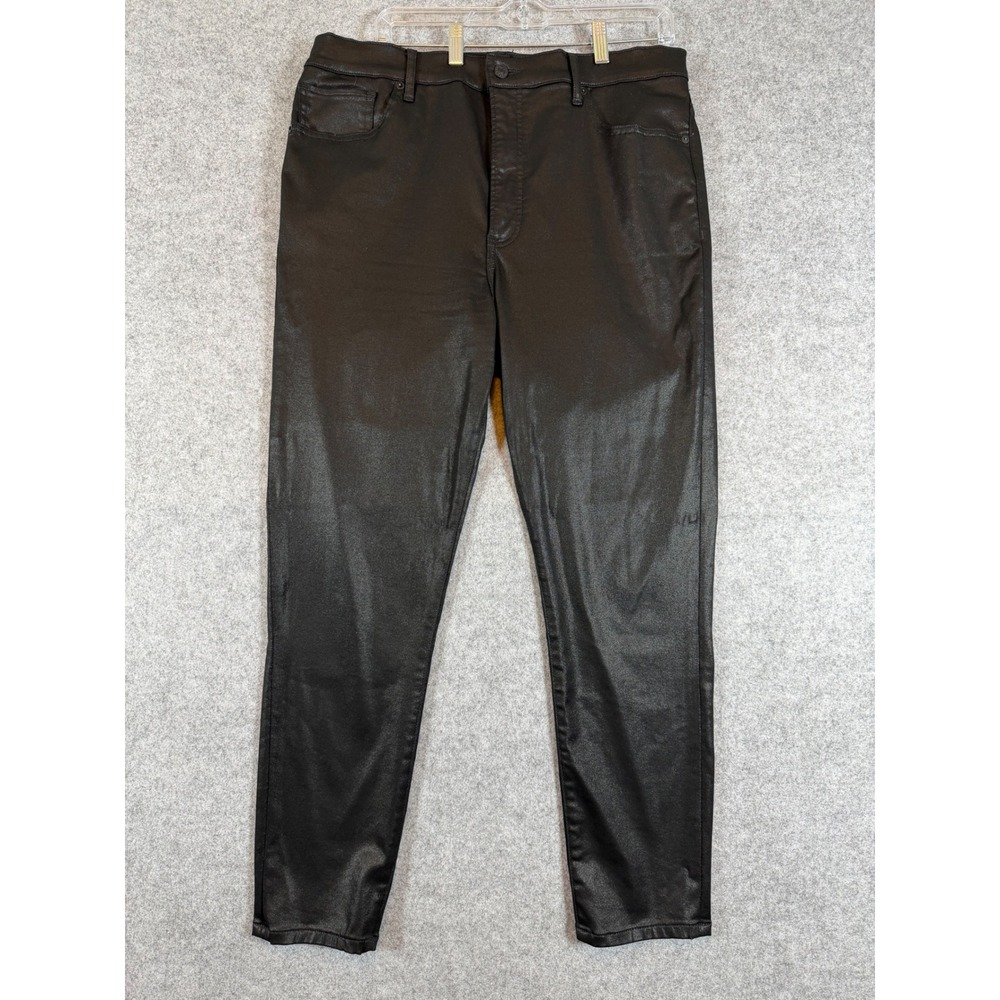 Express Skinny Super High Rise Womens 14R Black Excellent Metallic Sheen Pants